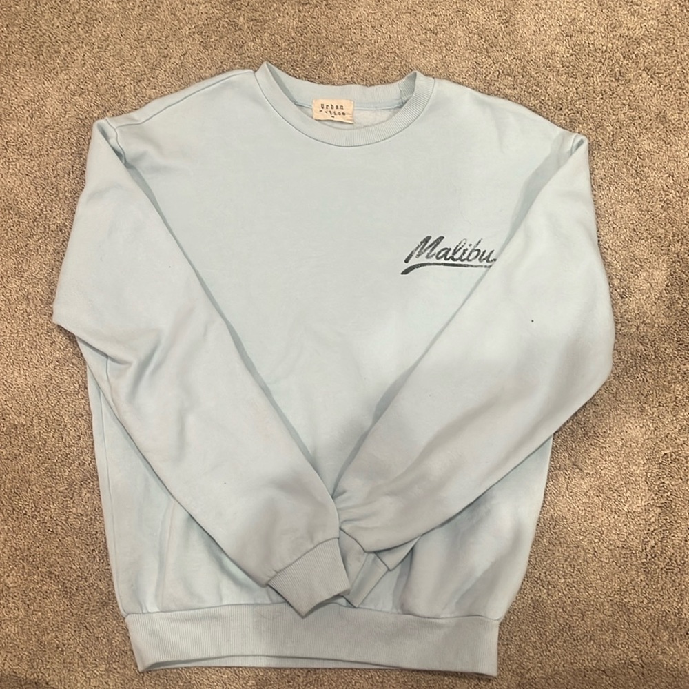 Light blue Malibu Beach crewneck. Size Extra-Small.